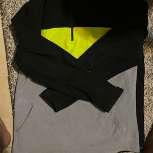 Place Men's Black and Gray Zip-Up Sweater with Yellow Detail